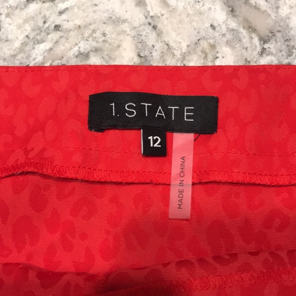 Red Patterned Skirt Front Ruffle Size 12 - Picture 4 of 6